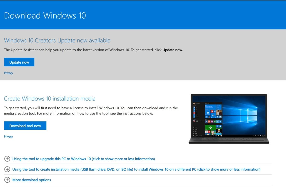 Windows 10 recovery media creation tool